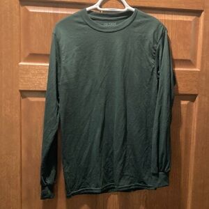 Gildan forest green long sleeve tee - S